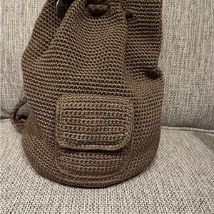 The Sak Boho Chic Brown Crochet Backpack